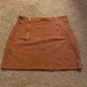 Suede brown mini skirt
